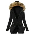 thumbnail image 1 of Gibobby Chaquetas con cierre Abrigo de invierno de talla grande para mujer, chaqueta de manga larga con cuello de solapa, abrigo grueso Vintage, chaqueta abrigada con capucharopa (Negro, L), 1 of 3
