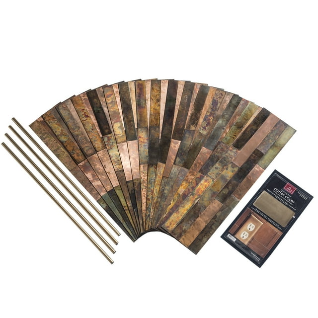 Aspect Peel & Stick Distressed Metal Panel (15 sq ft Kit, Bronze Relic)
