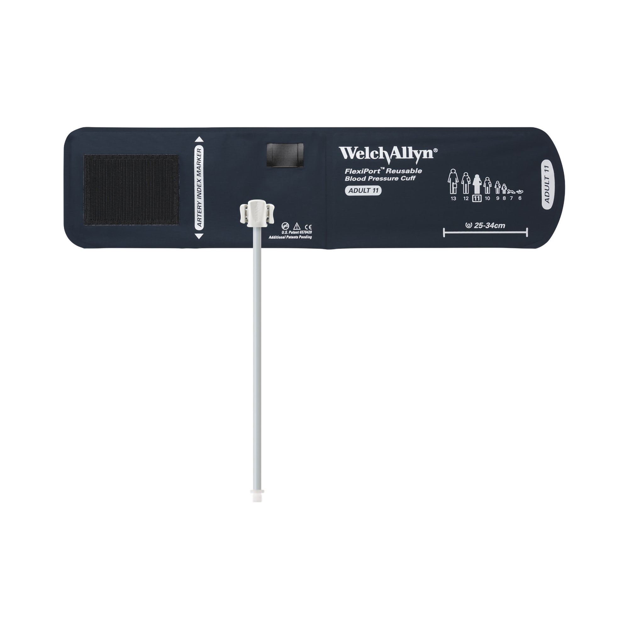 Welch Allyn REUSE-11-1SC FlexiPort Reusable Blood Pressure Cuff with 1-Tube, Screw-Type Connector, Adult, Size 11