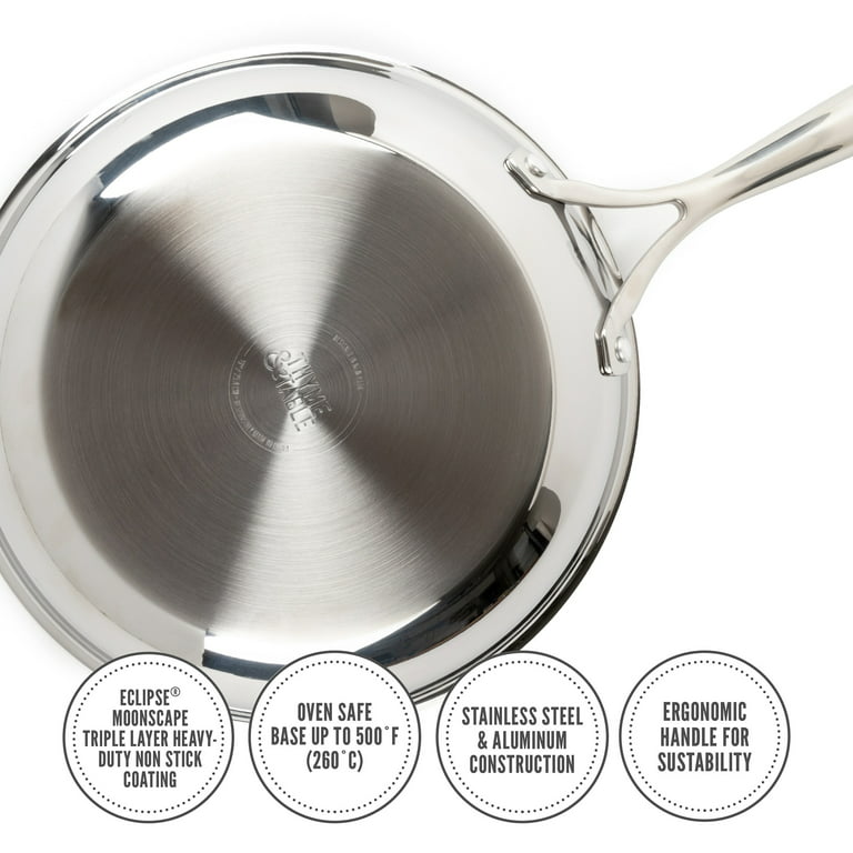 DELARLO Whole body Tri-Ply Stainless Steel Frying Pan 10 inch, kitchen  Chef's pan with Ergonomic Detachable Handle, Suitable for All Stove