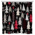 thumbnail image 4 of HVEST Christmas Tree Shower Curtain for Bathroom Red Gray Xmas Trees and Snowflake on Black Bathroom Shower Curtains with Hooks, Winter Holiday Bathroom Curtains Shower Set 72x72 inch, 4 of 7