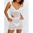 thumbnail image 2 of Women Knitted Crochet Two Piece Skirt Sets Y2k Crop Top Tank Tops Bodycon Mini Skirts 2Pcs Outfit Party Club Streetwear, 2 of 6