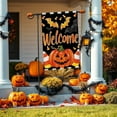 thumbnail image 5 of Welcome Halloween Garden Flag 12X18 Inch Double Side,Pumpkin Jack O Lantern Yard flag,Bat Outside Small Garden Flag Decorative,Outdoor Flag for Holiday Patio Courtyard Lawn, 5 of 6