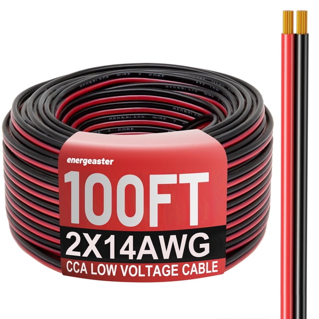 Cable eléctrico Energeaster 14 AWG 100 pies 2 conductores rojo negro