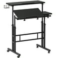 thumbnail image 4 of SOGES Home Office Mobile Standing Desk with Cup Holder and Hooks, Black, 4 of 7
