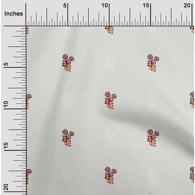 oneOone Cotton Flex Off White Fabric Leaves Block Craft Projects Decor Fabric Printed By The Yard 40 Inch Wide