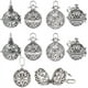 thumbnail image 1 of 10 piezas de 5 estilos de dijes de jaula de latón, dijes de medallón, soporte de piedra, collar, jaulas de cuentas huecas de plata en espiral, colgantes de bola de carillón redondo, 1 of 9