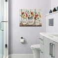 thumbnail image 2 of Farmhouse Flower Bathroom Decor Wall Art Rustic Country Red Floral Hummingbirds Pictures Wall Decor Relax Soak Unwind Bathroom Sign Canvas Painting Prints Artwork Framed for Bathroom 16"x12", 2 of 6