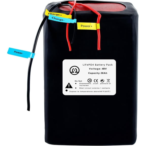 BtrPower 48V 30Ah Ebike Battery Pack for Adult Electric Bicycle 0-1500W Motor, Lifepo4 Battery with 5A Charger 50A BMS