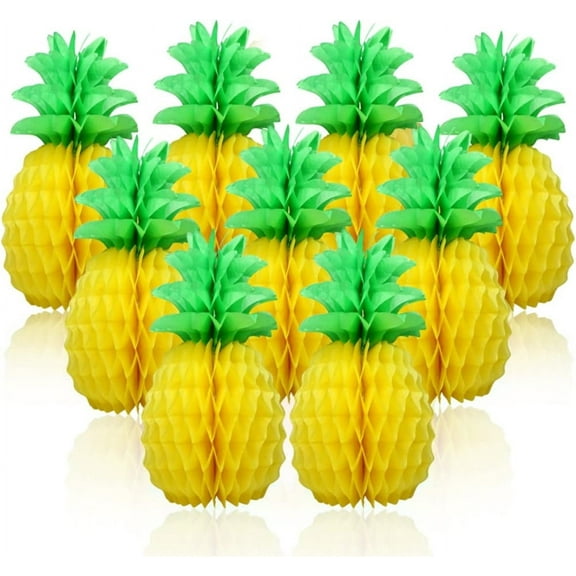 9 Pieces 14 Inch Pineapple Honeycomb Paper Lantern DIY Theme Party Festival Wedding Home Party Bedroom Birthday Decoration Indoor and Outdoor Photograph Backdrop Decorations
