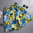 thumbnail image 1 of Pantalones cortos de baño de talla grande para hombre, Shorts de playa con estampado de flores, azul, para gimnasio, surf, 2023 Fivean unisex, 1 of 2