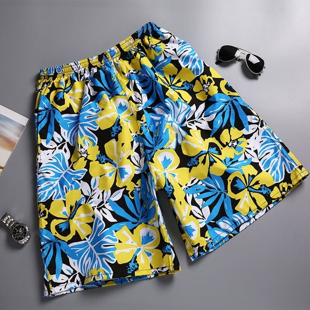 Pantalones cortos de baño de talla grande para hombre, Shorts de playa con estampado de flores, azul, para gimnasio, surf, 2023 Fivean unisex