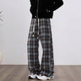 thumbnail image 2 of Rhuody Pants For Mens Plaid Print Workout Joggers Active Slacks Wide Leg Loose Fitting Everyday Straight Leg Trousers Retro Outfits Coffee 5Xl, 2 of 5