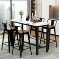 thumbnail image 4 of Bar Stools Set of 4 Bar Height Metal Barstools with Wood Seat Low Back Kitchen Bar Chairs, 4 of 6