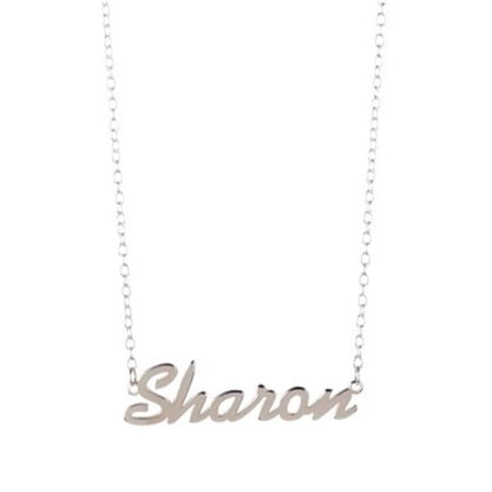 Gigi and Leela SP328 Sterling Silver Necklace - Sharon Nameplate 925 Silver 16 in. Chain Personalized Jewelry-