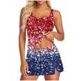 thumbnail image 3 of Danhjin 4th of July Tankini Swimsuits for Women Independence Day's 3 Piece Sets Tankini Top with Skirt and Brief Printed Tummy Control Bathing Suit, 3 of 6