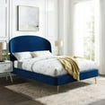 thumbnail image 4 of Modway Lit Plateforme Grand en Velours de Performance Rembourré Mira, Bleu Marine, 4 of 11