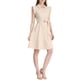 thumbnail image 3 of Vestido de camisa para mujer INSPIRE CHIC con mangas cortas, cuello de punta, cinturón en la cintura, botones, vestido midi en color beige, 3 of 6