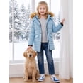 thumbnail image 5 of WenVen Girl's Winter Coat Puffer Jacket Snow Warm Fleece Hooded Kid Parka Light Blue 6/7, 5 of 12