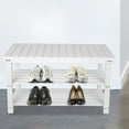 thumbnail image 2 of Ecomex 27.5" Solid Wood Shoe Bench, 3-Tier Shoe Organizer for Entryway Hallway - White, 2 of 7