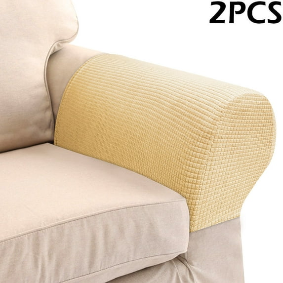 Willstar 2Pcs Sofa Armrest Cover Waterproof Stetch Anti-Slip Sofa Slipcover Furniture Protector Home Decor-Beige
