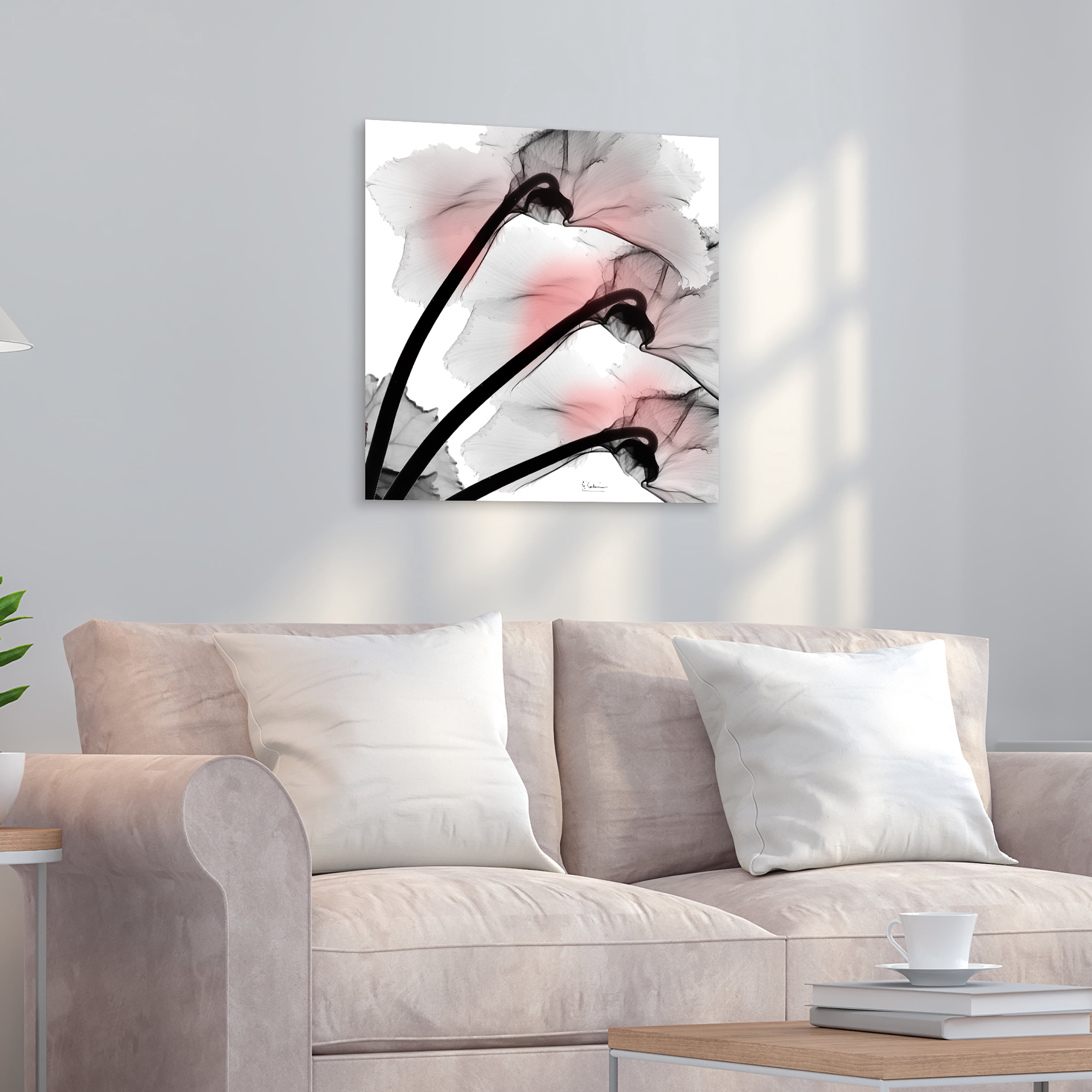 Coral Luster Clycamen 2 Frameless Free Floating 24 in x 24 in Painting Art Prints, by Empire Art