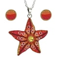 thumbnail image 1 of Juego de aretes y cadena con dije con forma de Estrella de mar, plata mexicana ley .925, Naranja, 1 of 5