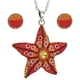 thumbnail image 1 of Juego de aretes y cadena con dije con forma de Estrella de mar, plata mexicana ley .925, Naranja, 1 of 5