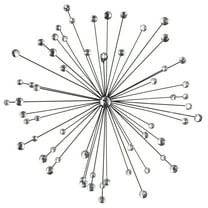 DecMode Black Metal Starburst Wall Decor with Crystal Embellishments
