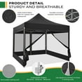 thumbnail image 5 of HOTEEL 10x10 Heavy Duty Canopy Tent, Pop up Canopies with Netting Screened ,Waterproof Ez up Canopy with Sidewalls, Outdoor Instant Party Tent for Backyard,Black, 5 of 10