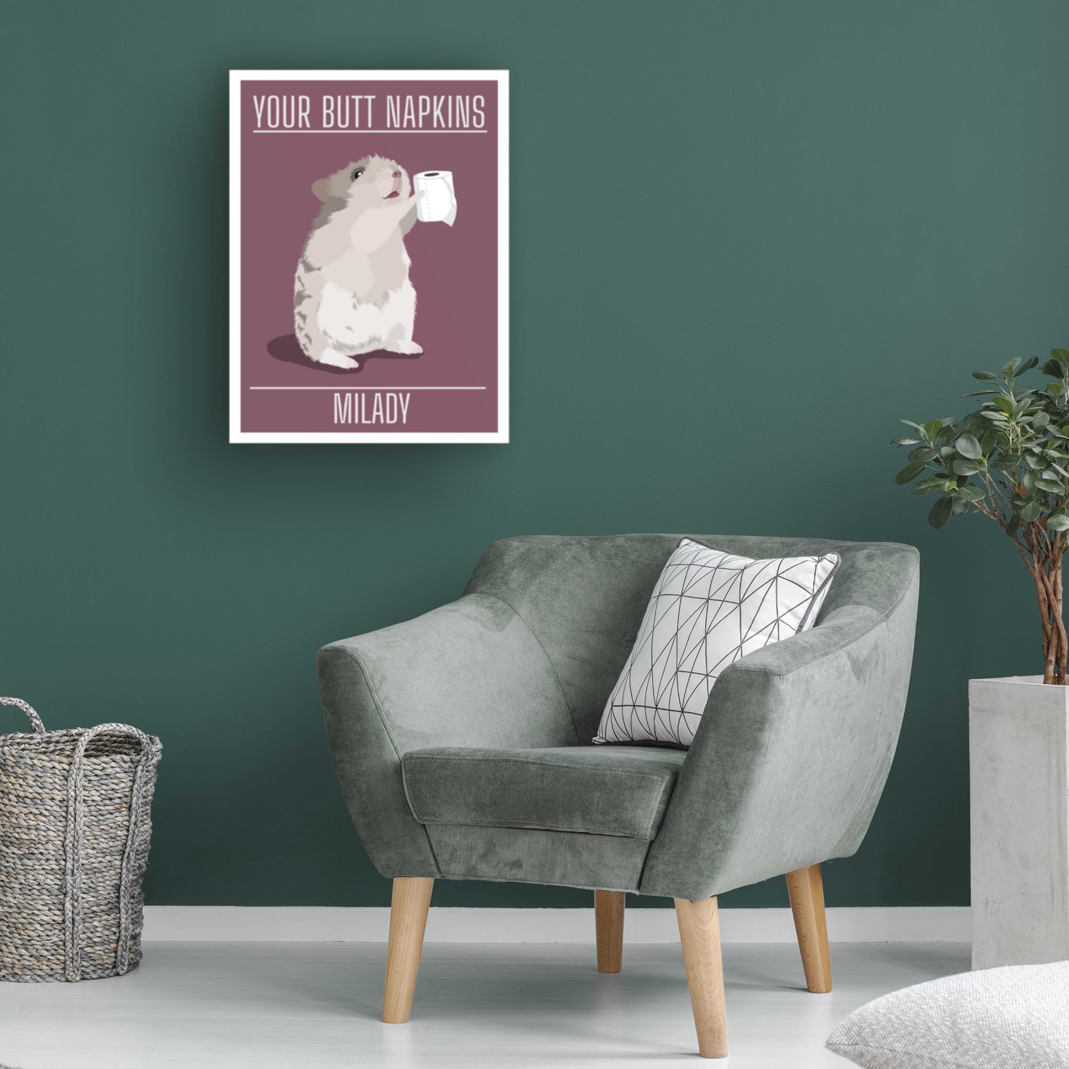 Canvas Wall Art - Bykammille  'Your Butt Napkins Milady' Wall Art for Living Room, Bedroom, or Office Décor by Trademark Fine Art - 14 x 19 Inches