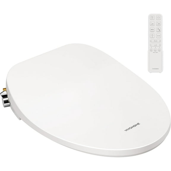 SPECSTAR Smart Heated Bidet Toilet Seat with Remote Control, Self-Cleaning Dual Nozzles for Rear and Front Cleansing, Adjustable Temperature Settings with Warm Air Dryer, Soft Close Lid, Nightlight