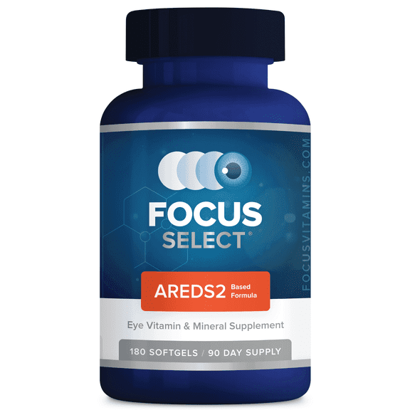 Focus Select AREDS2-Based Eye Vitamins, 180 Softgels, 90-Day Supply, with Lutein, Zeaxanthin, Vitamins C & E and 25 mg Zinc