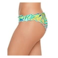 thumbnail image 3 of SALT + COVE Women's Aqua Tropical Print Stretch Skimpy Bottom Coverage Ruffled Hipster Swimsuit Bottom L, 3 of 4