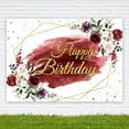 thumbnail image 3 of Burgundy Floral Happy Birthday Backdrop for Women Girls Red Flowers Watercolor Leaves Gold Bday Party Photography Background Decor Banner Studio Photo Shoot, 3 of 3
