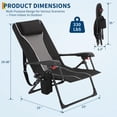 thumbnail image 3 of Outdoor Folding Chaise Lounge Chair,Reclining Camping Tanning Chair with Headrest,Side Pockets and Shoulder Strap for or Beach,Yard, Patio,Pool, 3 of 8