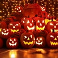 thumbnail image 2 of Fridja Halloween Pumpkin LED Light Lamp Creative Lantern Home Props Pumpkin Bar Halloween Decorations Light Up Pumpkin 3D Fall Resin Pumpkin Battery Operated Orange, 2 of 6