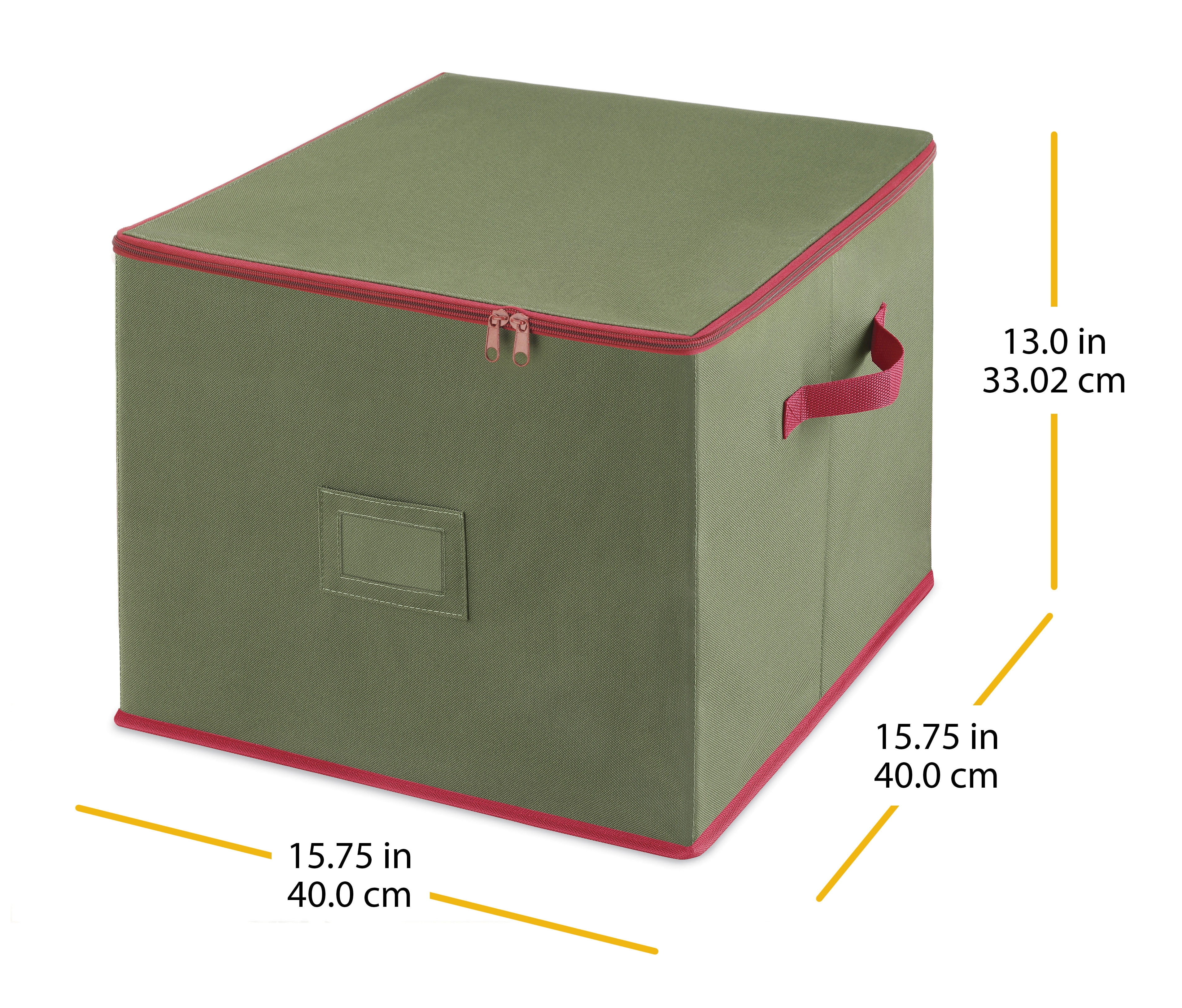 Whitmor Large Polyester Christmas Ornament Box 75 Sections, Green W/Red Trim - Adult Use