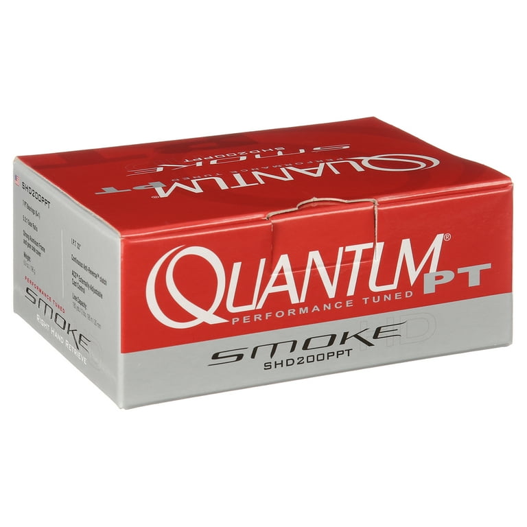 Quantum Smoke HD Baitcast Fishing Reel, Size 200 Reel, Right-Hand Retrieve,  Continuous Anti-Reverse Clutch, Large EVA Handle Knobs, 5.3:1 Gear Ratio,  Black 