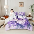 thumbnail image 3 of Manfei Romantic Flower Bedding Comforter Set,Rustic Floral Twin Comforter Sets,Purple Pink Bedding Set For Teens Girl,Breathable Home Decor Reversible,2 Pieces, 3 of 7