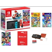 Nintendo Switch Mario Kart 8 Deluxe Bundle with Super Mario Maker 2 - Mario Rabbids Spark of Hope - PowerA Nintendo Switch Case And Protector- 64GB Micro SD Included.