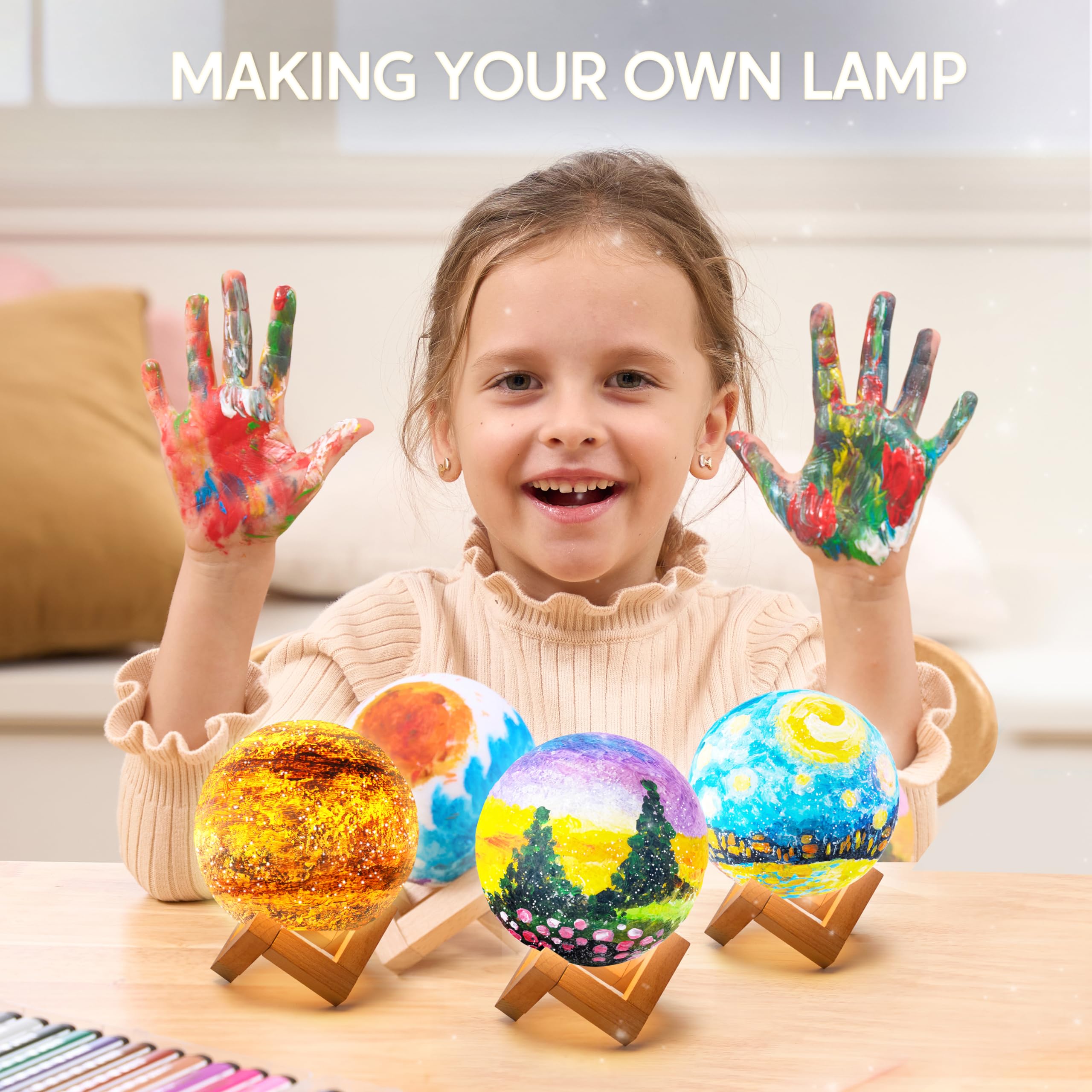 Joyfy DIY 3D Moon Lamp Painting Kit with Wooden Base photo 2
