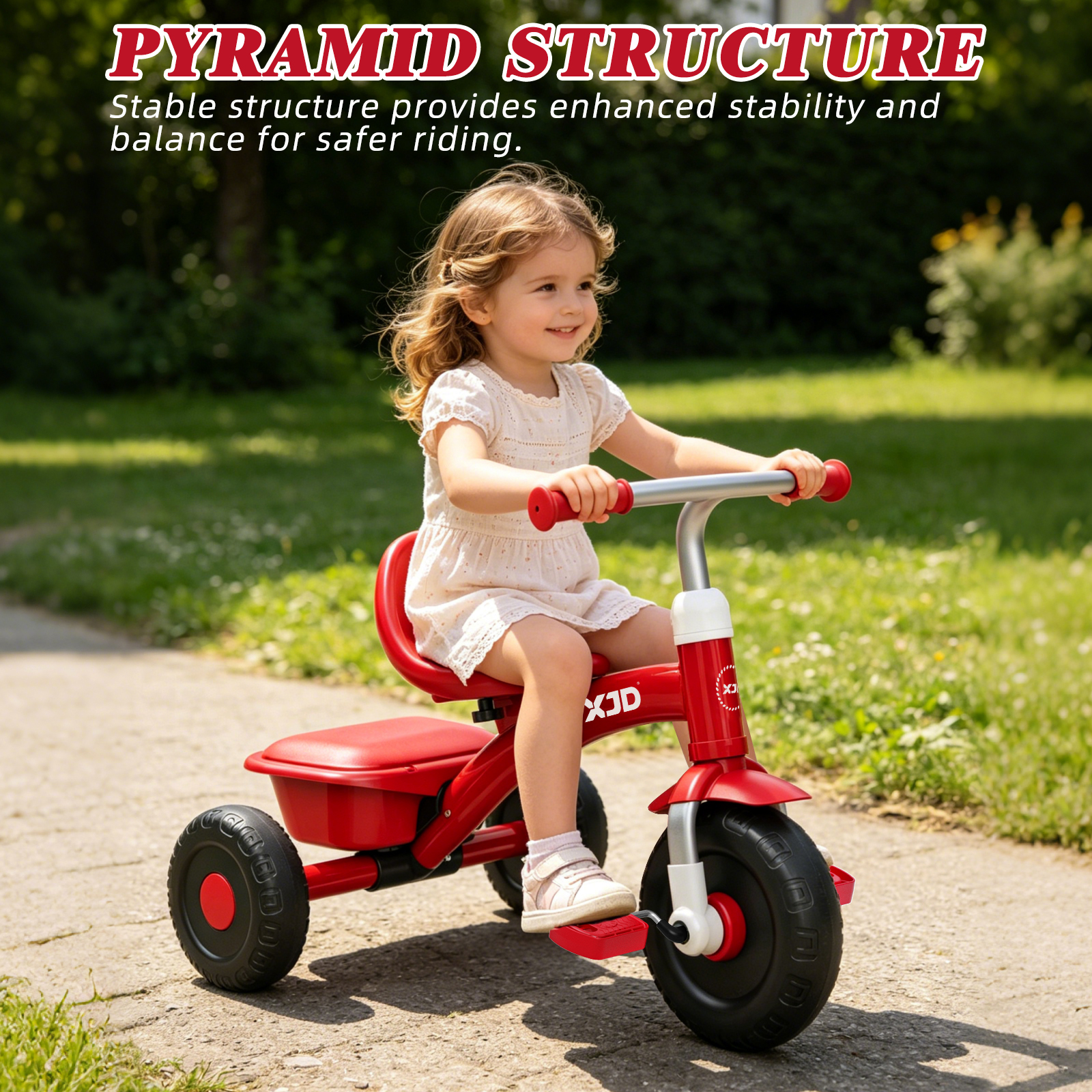 XJD 5-in-1 Toddler Tricycle, Red photo 2