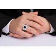 thumbnail image 2 of RYLOS Mens Rings Sterling Silver Designer Round Gemstone &  Sparkling Diamond Ring Sapphire September Birthstone Rings For Men, Men's Rings, Silver Rings, Sizes 8 - 13, 2 of 7