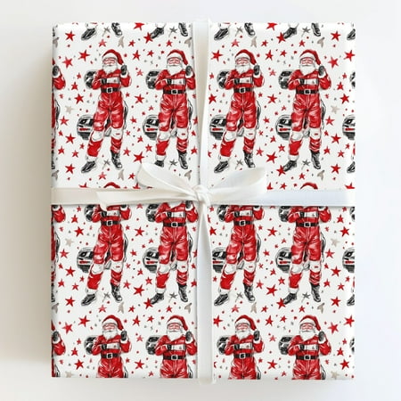 Santa Claus Race Car Driver Motorsports Christmas Wrapping Paper