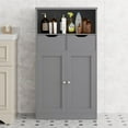thumbnail image 6 of Walsunny Bathroom Storage Cabinet, Floor Storage Cabinet with 2 Drawers 2 Doors and 2 Adjustable Shelves, Freestanding Wood Storage Organizer for Bathroom Living Room Kitchen Entryway, Grey, 6 of 14