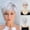 silver, variant on Women Short White Curly Wig Fluffy Adjustable Bang Heat Resistant Synthetic Hair