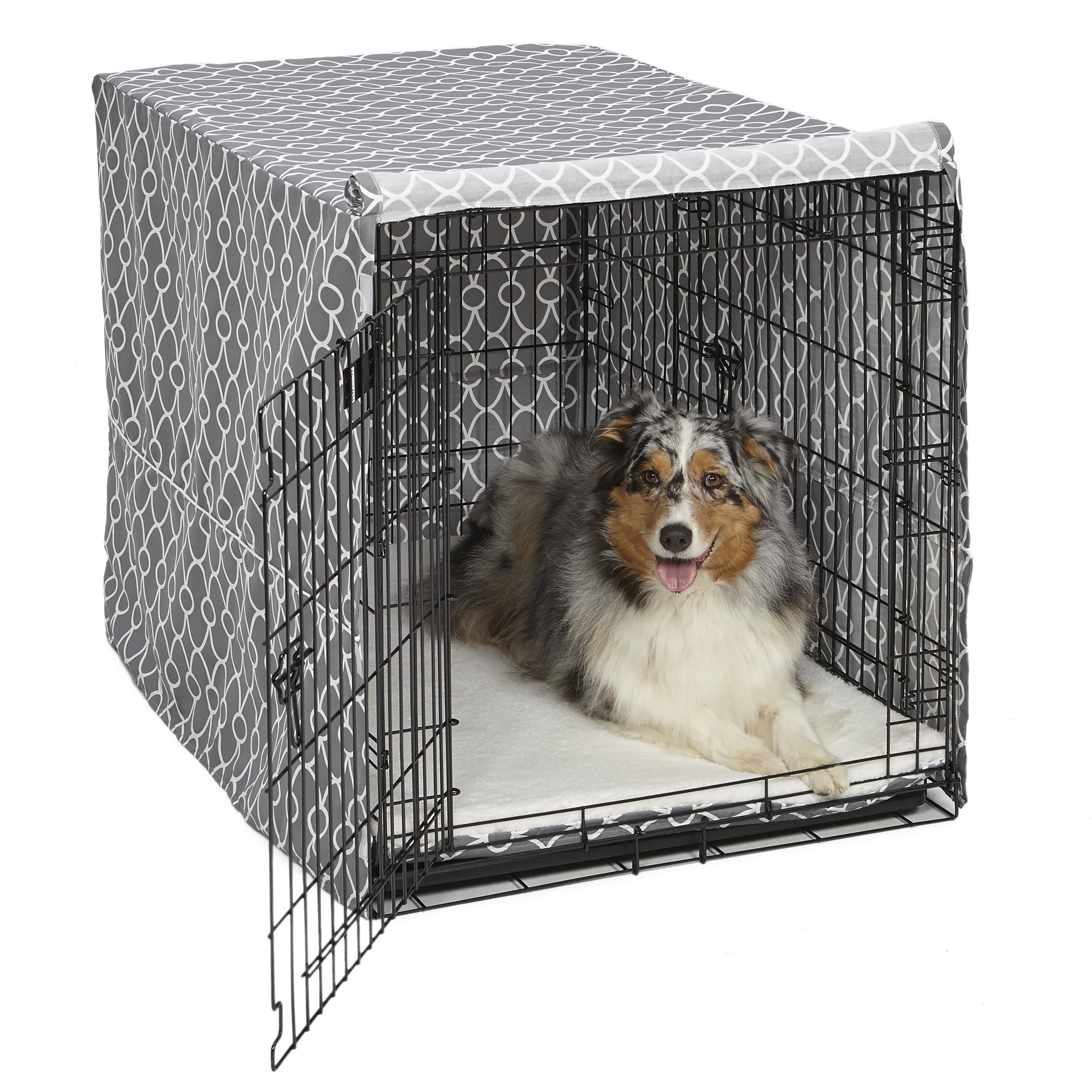 MidWest Dog Crate Cover, Gray Geometric Pattern, 42"