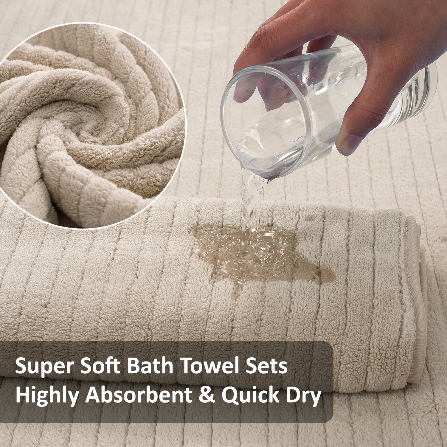 Covina Home 8 Piece Camel Bath Towel Set Microfiber Bathroom Towel Set Ultra Soft Plush Oversized Towels Adult Luxury Bath Sheet