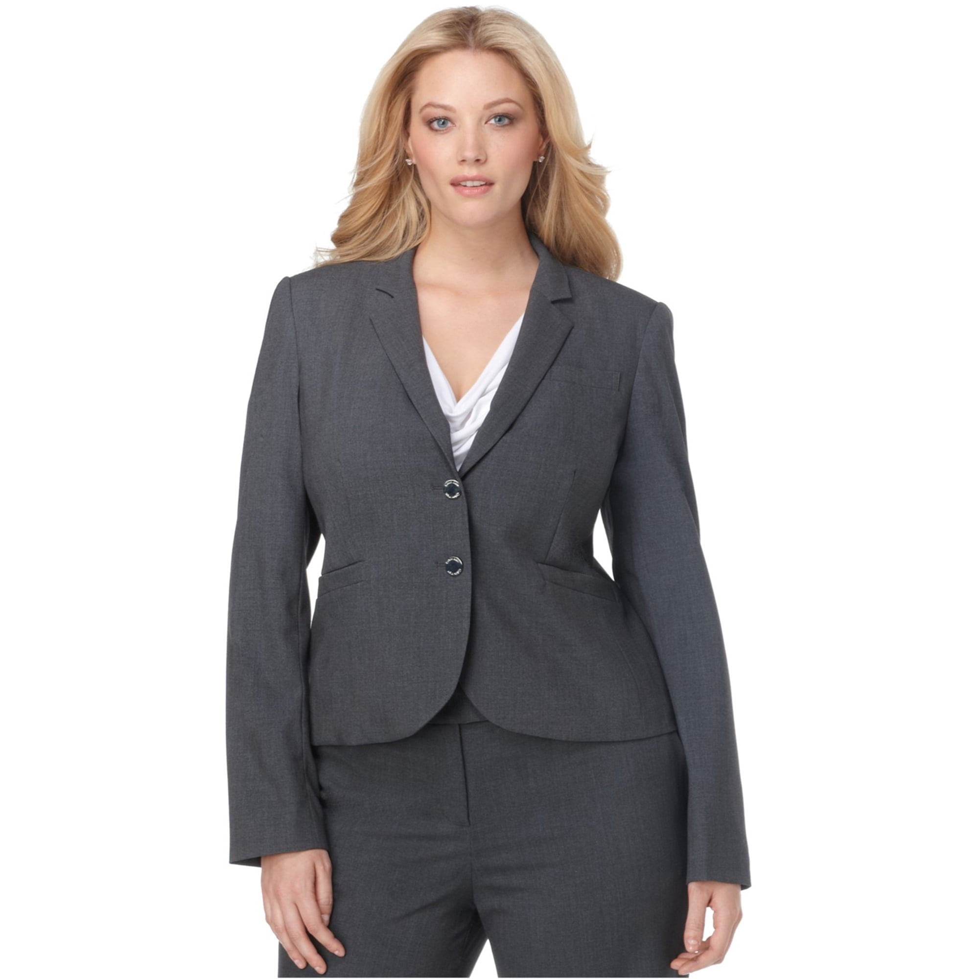 Button Blazer Jacket, Grey, 18W 